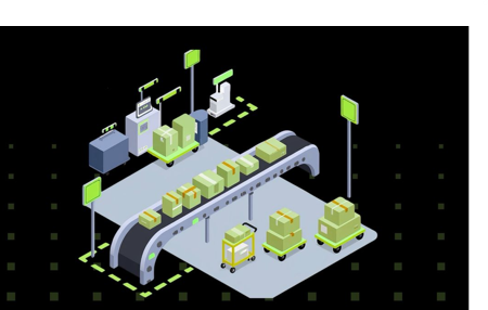 Warehouse conveyor belt with packages - fast order processing